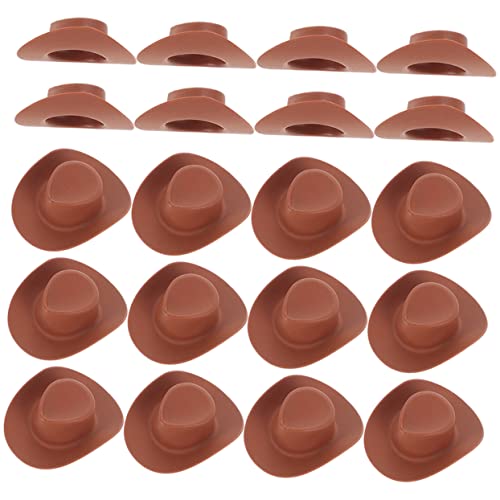 HANABASS 30 Stück Mini-Cowboyhut brauner Cowgirlhut Party Puppe Weiß Hut glitzernd dekorative Miniaturhüte Minihut zum Basteln zarte kleine Hüte zarte Minihüte Plastik Brown von HANABASS