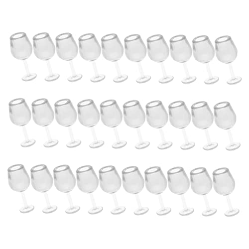 HANABASS 30 Stück Mini Weinglas winzig hoch Puppenminiaturen Mini -Zimmer - für Puppen Zubehör unser Tee Miniaturpuppenhausbecher Puppenhäuser Puppenhausminiaturen Plastik Transparent von HANABASS