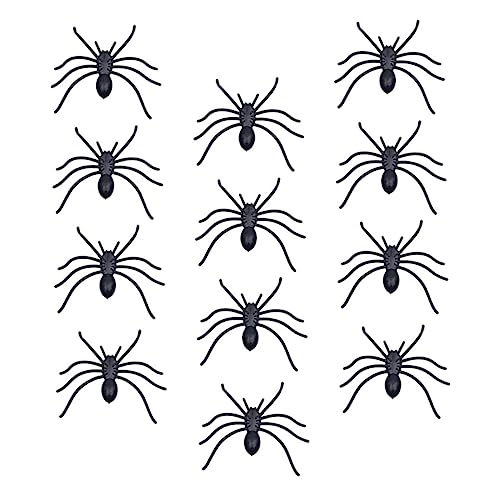 HANABASS 30 Stück Teiliges Halloween Deko Spinnen Schwarz Realistische Kunststoff Spinnenfiguren und Wiederverwendbar Gruselige Party Dekoration für Innen und Außen DIY Halloween Zubehör von HANABASS