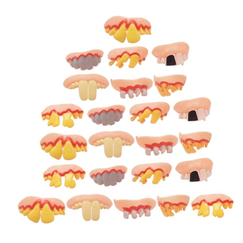 HANABASS 30 Stück Teiliges Halloween Fake Teeth Realistische Ungiftige Softgummi Party Zahnersatz Zufällige Styles für Gruselige Kostüme Cosplay Requisiten für Halloween Dekoration und von HANABASS