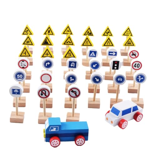 HANABASS 35 Stück Holz Verkehrszeichen Spielset für Teiliges Lernspielzeug für Verkehrswissen Schilder und Autos für Kreative Spiele und Verkehrserziehung HANABASS 35 Stück Holz Verkehrszeichen Spielset für Teiliges Lernspielzeug für Verkehrswissen Schilder und Autos für Kreative Spiele und Verkehrserziehung von HANABASS