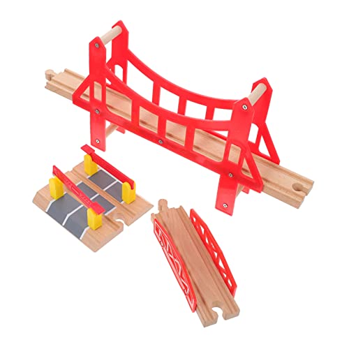 HANABASS 3Stücke Teiliges Holzspielzeug mit Modularen Eisenbahnbrücken für Kreative Gleisgestaltung Zubehör für Holzschienenbahn und Spielzeugzüge von HANABASS