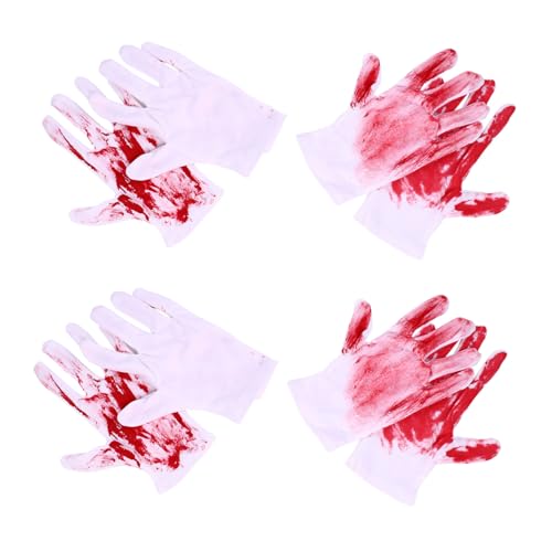 HANABASS 4 Paare Halloween Blut Handschuhe Dehnbare Weiße Strickhandschuhe Gruselige Kostüm-Requisiten für Zombie Vampir Metzger Cosplay Wiederverwendbar Komfortabel für Horror HANABASS 4 Paare Halloween Blut Handschuhe Dehnbare Weiße Strickhandschuhe Gruselige Kostüm-Requisiten für Zombie Vampir Metzger Cosplay Wiederverwendbar Komfortabel für Horror von HANABASS