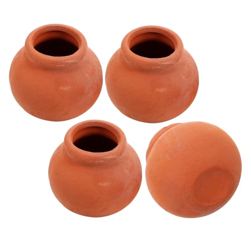 HANABASS 4 STÜCKE Teiliges Miniatur Keramik Blumentopf Handgefertigte Mini Tontöpfe für Puppenhaus DIY Bastelzubehör für Garten und Desktop Dekoration für Kreative Spiel und Sammelobjekte von HANABASS