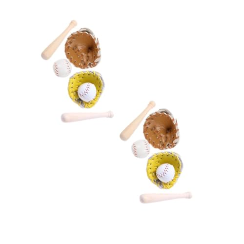 HANABASS 4 Sätze Miniatur Baseball und Softball Modelle Detailgetreu Langlebig Vielseitig für Outdoor Sportdekoration Kinderzimmer und Sporttraining Gelb Naturfarben Je von HANABASS