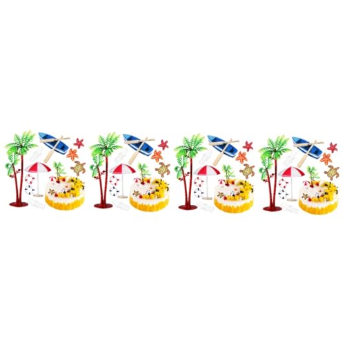 HANABASS 4 Sätze Strand Dekoration Hochzeit Strandkorb Regenschirm Tortenaufsatz Party Nautische Dekoration Stranddekoration Tropische Dekoration Tortendekoration 10 Stück * 4 von HANABASS