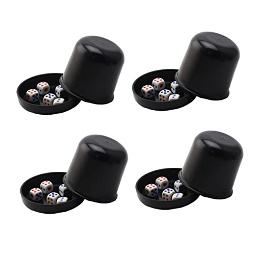 HANABASS 4 Sätze Würfel Würfelbecher Party Lustig Rollen Spiel Jumbo Groß Rechts Schwarze Würfel Geformt Würfeltablett Würfelbecher Mit Deckel Würfelhalter Black von HANABASS