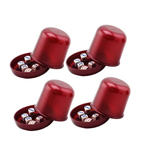 HANABASS 4 Sätze Würfel Würfelbecher Würfel Trinkspiel große Würfel Würfelbecher-Spiel Würfeltablett Würfelhalter Bar Würfelbecher Spiel Würfel Würfelbecher mit Deckel von HANABASS