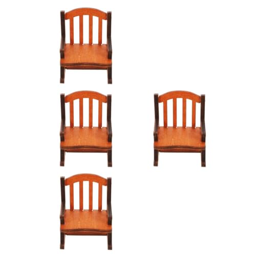 HANABASS 4 Stck. Miniatur Möbel Ornament Retro Holz Schaukelstuhl für Puppenhaus Geeignet für Miniaturlandschaften und DIY Deko Verarbeitung für Zuhause und Romantische Anlässe von HANABASS