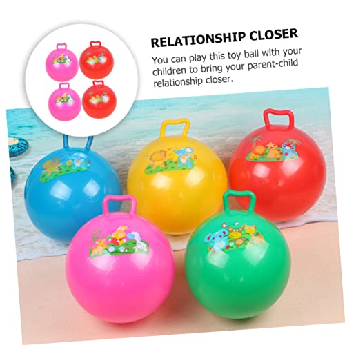 HANABASS 4 Stück Aufblasbarer Hüpfball mit Griff Teiliges Praktische Sprungbälle für Jungen und Mädchen Leicht Aufblasbar Fördert Balance und Ausdauer für Indoor und Zufällige Farbe von HANABASS