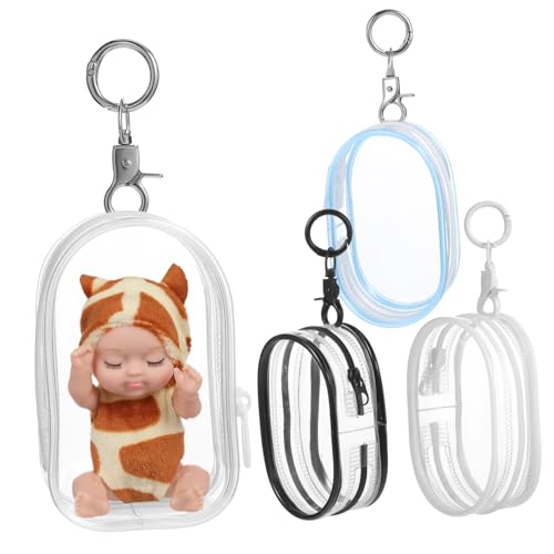 HANABASS 4 Stück Babytasche Puppenbehältnisse zur Ausstellung Figurenspeicher plastikbeutel plastiktasche bettdecke Brieftasche Hängetasche zur Aufbewahrung von Puppen transparente Dollbag von HANABASS