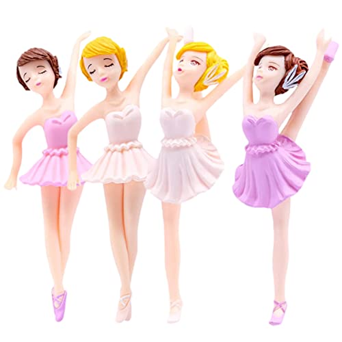 HANABASS 4 Stück Ballerina Mädchen Tortendeko Elegante Geburtstag Kuchen Figur Deko Ornament für Muffins und Desserts Weiß und von HANABASS