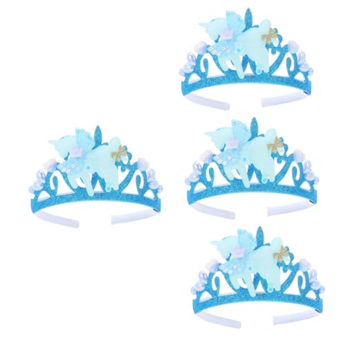 HANABASS 4 Stück Blaues Einhorn Kronen Haarband für Mädchen Leichtes Strapazierfähiges Stirnband als Party und Hochzeitsdeko Bezauberndes Accessoire für Cosplay und Festliche Anlässe von HANABASS