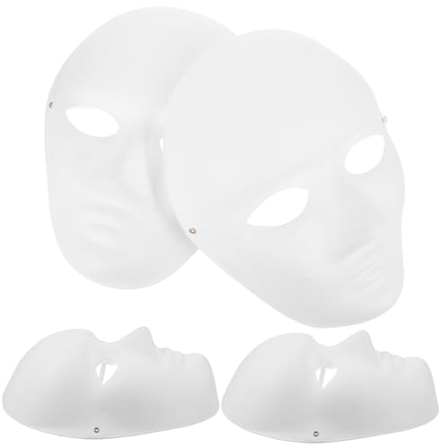 HANABASS 4 Stück DIY Handbemalte Masken Weiße Pulp Masken für Halloween Karneval und Bastelprojekte für Kreative Veranstaltungen von HANABASS