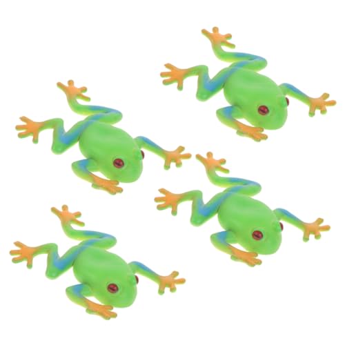HANABASS 4 Stück Dekompression Spielzeugfrosch kleines Party entspannende Spielsachen Quetschspielzeug in Froschform für Jugendliche weiches Gummi Green von HANABASS
