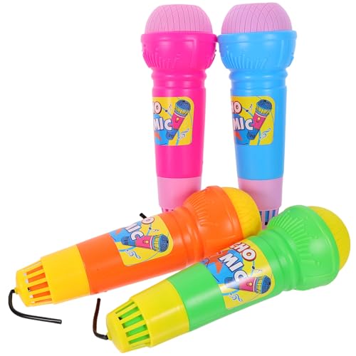 HANABASS 4 Stück Echo Karaoke Lernspielzeug für Kunststoff-Mikrofon- Kindergeschenke Mikrofon-Stütze gefälschte Mikrofonstütze gefälschtes Mikrofon Partyversorgung Plastik von HANABASS