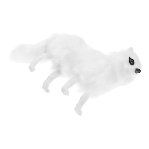 HANABASS 4 Stück Fox -Modell Ornamente Kuscheltiere Fuchs Fuchs-Figur-Statue Tierdekoration Plüschtiere Tierspielzeug süßer Fuchs Stofftierkind Spielzeugtiere Kunstfell Weiß von HANABASS