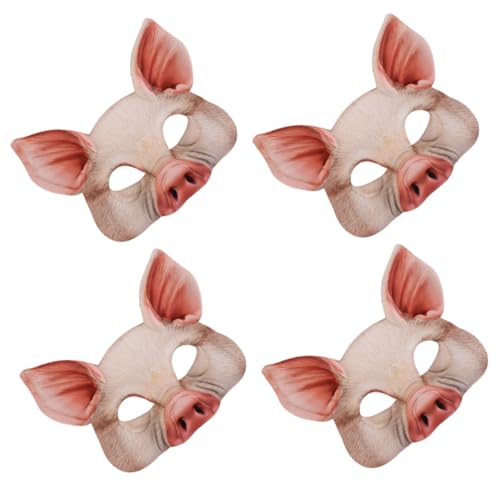 HANABASS 4 Stück Halloween Schweinemasken Halbes Gesicht Tiermaske aus Leichtem EVA für Karneval Kostümparty Cosplay Lustige Verkleidung Fasching HANABASS 4 Stück Halloween Schweinemasken Halbes Gesicht Tiermaske aus Leichtem EVA für Karneval Kostümparty Cosplay Lustige Verkleidung Fasching von HANABASS