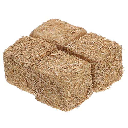 HANABASS 4 Stück Heuhaufen-Modell bürodeko büro Dekoration herbstdeco Heublöcke Herbstdekoration Fälschung tischdeko Ballen Heudekoration Miniatur-Heuballen zur Dekoration Holz Light Brown von HANABASS