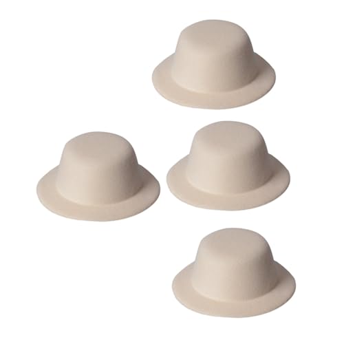 HANABASS 4 Stück Hut Embryo Kleiner Zylinder Kahle Kappe Elegant Damen Weiße Mini-Zylinder Zubehör Für Die Herstellung Von Kopfbedeckungen Dekorativ Gefühlt Hochzeit Party Tuch Beige Netz von HANABASS