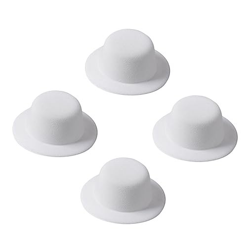 HANABASS 4 Stück Hut Embryo Kleiner Zylinder Tuch Mini Kleiner Hut Basteln Partyhut Kappe Kreatives Bastelset DIY-Zubehör dekorative Zylinderhüte kleine formelle Hüte Haarnadelhut Netz Weiß von HANABASS