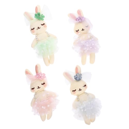 HANABASS 4 Stück Kaninchenpuppe Kopfschmuckzubehör Bastelt Stirnband-Kaninchen-Ornament kleine Hasenpuppe Kuscheltiere Hasen-Plüschtiere Hasenkissen Osterhasenpuppen Hasenplüsch Stoff von HANABASS