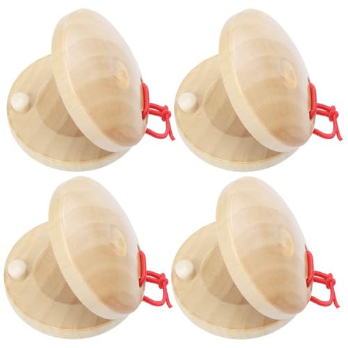 HANABASS 4 Stück Kastagnetten aus Holz Pädagogisches Percussion Instrument für Musikspielzeug für Junge Mädchen Musikalität von HANABASS