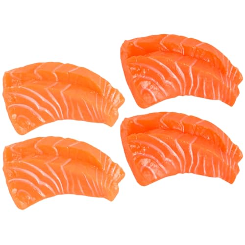HANABASS 4 Stück Künstliche Lachsscheiben Modelle aus PVC Realistische Fake Food Requisiten für Restaurant Dekoration Fotografie und Party Events für Küche und Kindergarten HANABASS 4 Stück Künstliche Lachsscheiben Modelle aus PVC Realistische Fake Food Requisiten für Restaurant Dekoration Fotografie und Party Events für Küche und Kindergarten von HANABASS