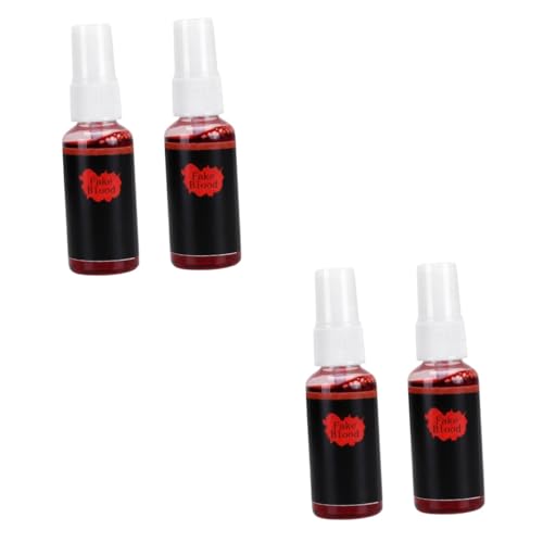 HANABASS 4 Stück Künstliches Kunstblut Halloween Blutspielzeug Realistische Abwaschbare Fake Blood Requisite für Cosplay Party Halloween Dekoration und Gruselige Kostüme von HANABASS