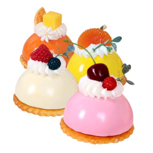 HANABASS 4 Stücke Künstliches Kuchenmodell Realistisches Dessert für Küche Kühlschrankmagnet Dekoration Fotomodell von HANABASS