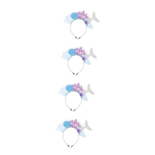 HANABASS 4 Stück Meerjungfrau Haarreif für Mädchen Blaues Netzstoff Design mit Pailletten Rutschfestes und Langlebiges Haarschmuck Accessoire für Strandpartys Kostümfeste und HANABASS 4 Stück Meerjungfrau Haarreif für Mädchen Blaues Netzstoff Design mit Pailletten Rutschfestes und Langlebiges Haarschmuck Accessoire für Strandpartys Kostümfeste und von HANABASS