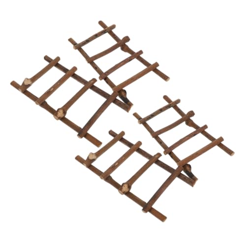 HANABASS 4 Stück Mikro Landschafts Dekorationsleiter Aus Rattan Miniaturleiter Mini Gartenleiter Kleine Trittleiter Miniaturmöbel Mini Miniatur Puppenhausmöbel Braun von HANABASS