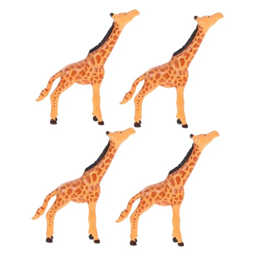 HANABASS 4 Stück Mikrolandschaft Mini-Tier Zum Sammeln Puppenstubentier Mini-tiermodell Puppenhaus-Giraffe Giraffenfiguren Kleine Tierfigur Tierkuchendekor Kleine Tierstatue Harz Orange von HANABASS