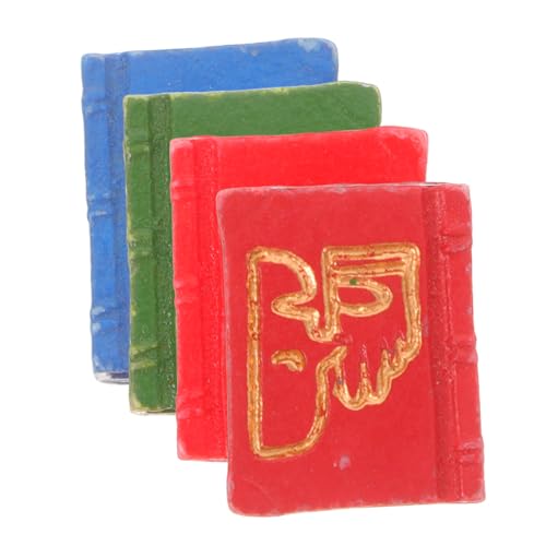 HANABASS 4 Stück Mini -Buch Ornamente Mini -puppenhausbücher Puppenhaus-notizbuch Winzige Bücher Für Handwerk Lesbare Miniaturbücher Miniaturen Für Dollhouse Puppenhaus-minibuch Harz von HANABASS