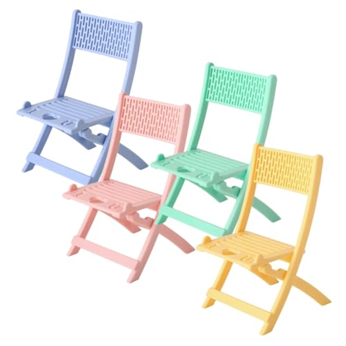 HANABASS 4 Stück Mini -klappstuhl Falten Mini-klappstuhl Miniatur-stuhlmodell Mini-Stuhl Puppenhaus Drinnen Für Winzige Stuhlstütze Stoff Klein Stand Miniatur-Stuhl-Requisite Mini Möbel Abs von HANABASS