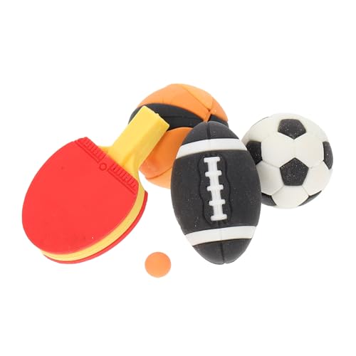 HANABASS 4 Stück Miniatur Teilig mit Basketball Fußball Rugby Tischtennis Realistische Mini Deko für Puppenhaus Robustes Modellspielzeug für Detailreiche Szenen und Zufällige Farbe von HANABASS