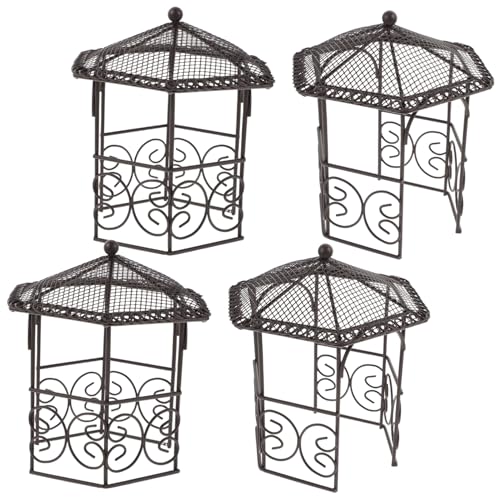 HANABASS 4 Stück Ornamente Figur Möbel Gartenzubehör Statuen Pavillon Haus Kleine Landschaften Statue Landschaft Eisen Requisite Mini Modell Miniatur Miniaturen Für Puppenhaus von HANABASS
