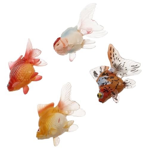 HANABASS 4 Stück Realistische Schwimmende Goldfisch Modelle Interaktive Künstliche Aquarium Dekoration aus Kindgerechtes Lernspielzeug für Verständnis und Vielseitige Nutzung von HANABASS