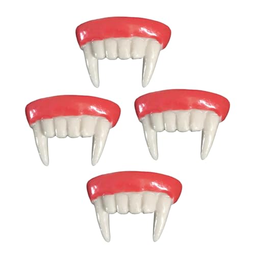 HANABASS 4 Stück Realistische Zombiezähne Halloween Cosplay Bissfeste Fangzähne für Erwachsene Sichere Passform Gruselige Kostümaccessoires für Party und Trick Treat HANABASS 4 Stück Realistische Zombiezähne Halloween Cosplay Bissfeste Fangzähne für Erwachsene Sichere Passform Gruselige Kostümaccessoires für Party und Trick Treat von HANABASS