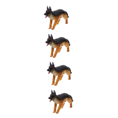 HANABASS 4 Stück Realistisches Deutscher Schäferhund Modell Weiches Gefülltes Kunsttier Detailgetreue Tierdekoration für Wohn und Gartendeko Miniaturfigur für Zuhause und Büro Geschenkidee von HANABASS
