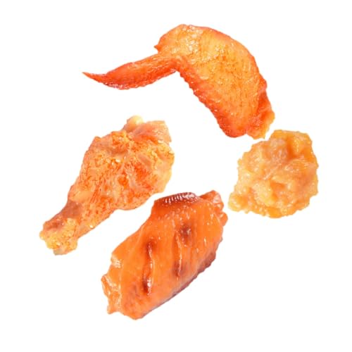 HANABASS 4 Stück Realistisches Teiliges Gebratenes Hähnchen Modell aus Flexiblem Simulierte Hähnchenkeulen Flügel Drumsticks und Chicken Langlebige und Detailgetreue Deko für Foto von HANABASS