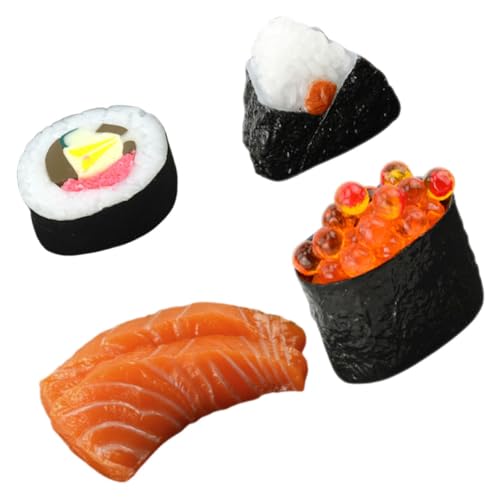 HANABASS 4 Stück Realistisches Teiliges Sushi Modell Künstliches Japanisches Essen Detailgetreue Onigiri und Nigiri Dekoration Langlebige Küchen und Ladendekoration für Sushi Shops und von HANABASS