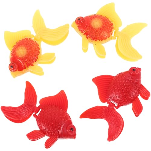 HANABASS 4 Stück Simulations-Goldfischmodell Aquarium Fische Aquarium Dekoration Miniatur-realistischer Fisch Miniatur-Aquarienfische schwimmendes Goldfischdekor Fischtankdekor Plastik von HANABASS