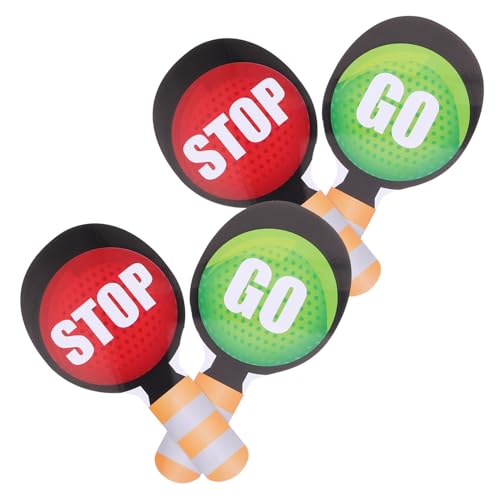 HANABASS 4 Stück Stoppschild Mit Griff Kleinkindspielzeug Verkehrsschilder Für Verkehrsspielzeug Stopplicht Für Verkehrsstraßenschilder Stoppschild Für Ampelspielzeug Für von HANABASS
