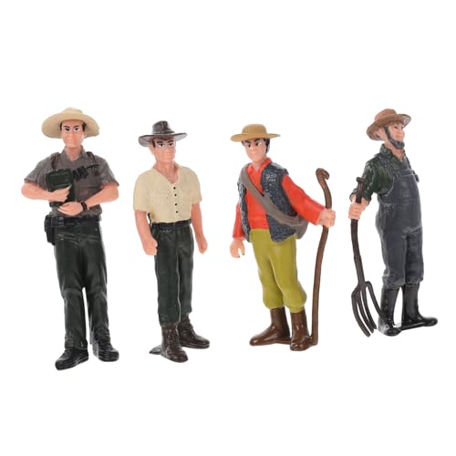 HANABASS 4 Stück Teiliges Bauernhof Menschen Realistische Miniatur Farmarbeiter Modell Dekoration für Landschaft Detailgetreu Langlebig für Zuhause und Kindergeschenk von HANABASS