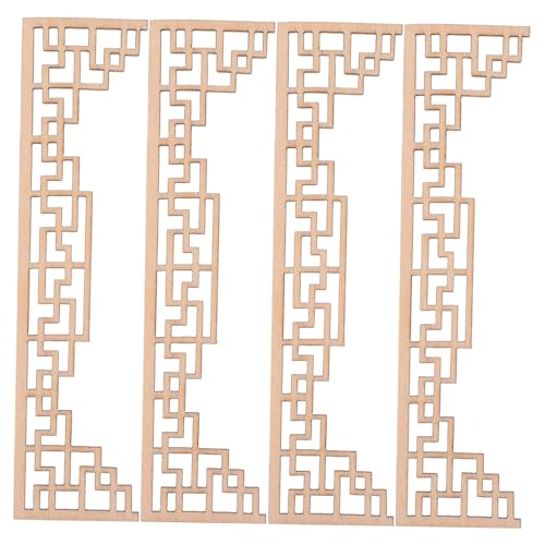 HANABASS 4stücke Holzauflagen Für Möbel Geschnitzte Holzapplikationen Im Chinesischen Stil DIY-sandtischdekoration Miniaturmöbel Zum Basteln Holzauflagenmodell Miniatur-Holz-onlays von HANABASS