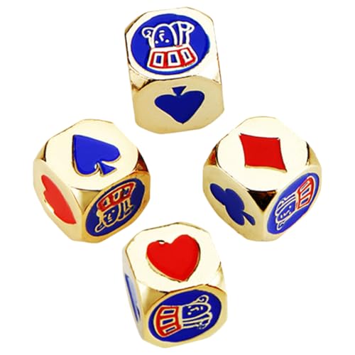 HANABASS 4 Stück Teiliges Metall Pokerwürfel für Gesellschaftsspiele Langlebige Ästhetische Würfel als Spiel Partyaccessoire für Geburtstage Hochzeiten Familienfeiern von HANABASS