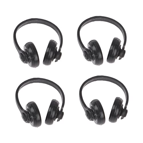 HANABASS 4 Stück Teiliges Mini Puppenhaus Zubehör Miniatur Headset Modell Kopfhörer Dekoration Schwarz für Puppenhaus Szenenlayout von HANABASS