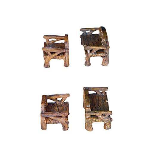 HANABASS 4 Stück Teiliges Miniatur resinstuhl Bankdesign Langlebige Miniaturmöbel für Puppenhaus Miniatur Landschaft Pflanzen Dekoration Geeignet für Desktop und Gartenornamente von HANABASS