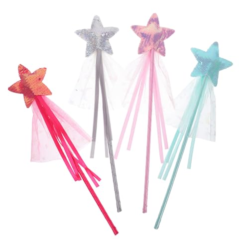 HANABASS 4 Stück Teiliges Prinzessin Zauberstab Bunte Stern Feenstäbe mit Glitzer Leicht und Dekorativ für Kinderkostüme Party Geburtstag Shower und Cosplay HANABASS 4 Stück Teiliges Prinzessin Zauberstab Bunte Stern Feenstäbe mit Glitzer Leicht und Dekorativ für Kinderkostüme Party Geburtstag Shower und Cosplay von HANABASS